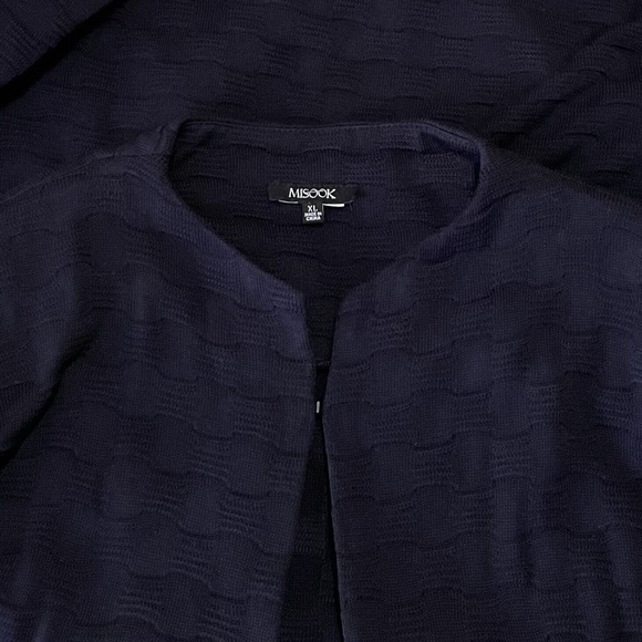MISOOK Acrylic Knit Cardigan Jacket Size XL Denim Blue Texture Basket Waves - Picture 3 of 3